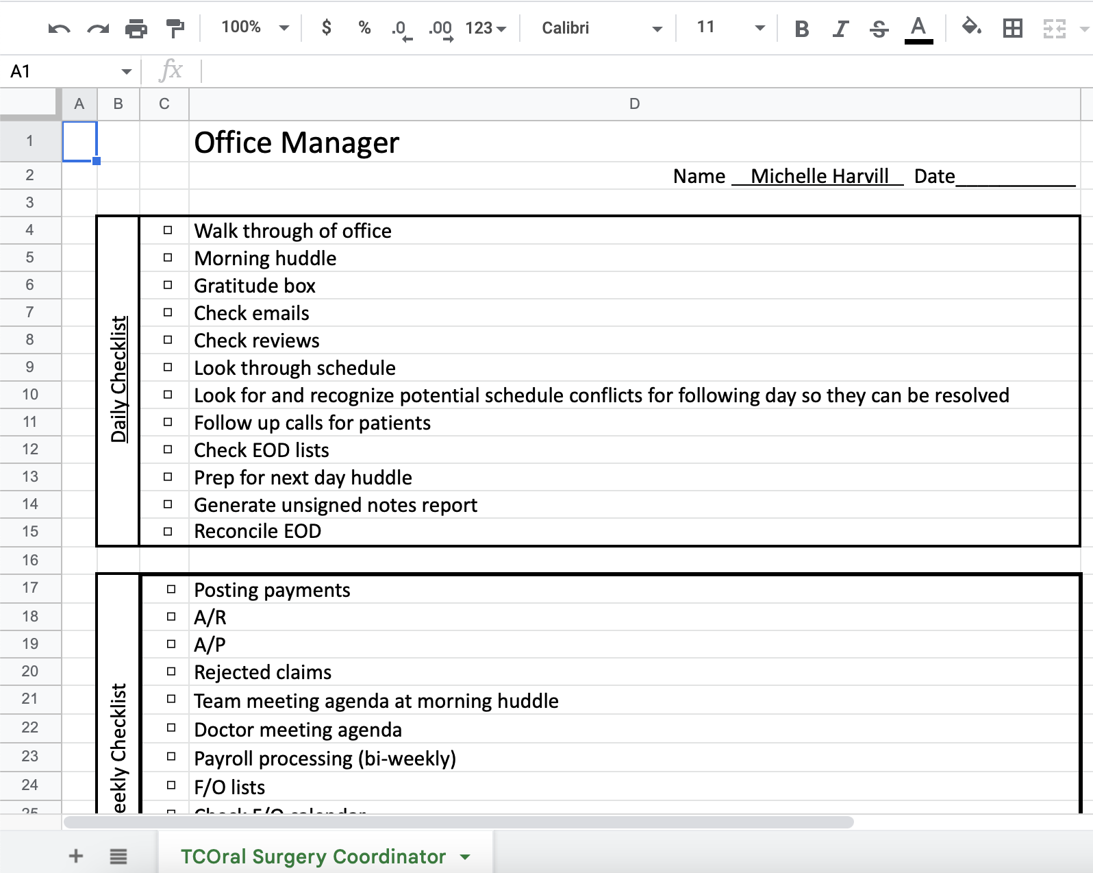 OM Responsibility List - Dental Success Network